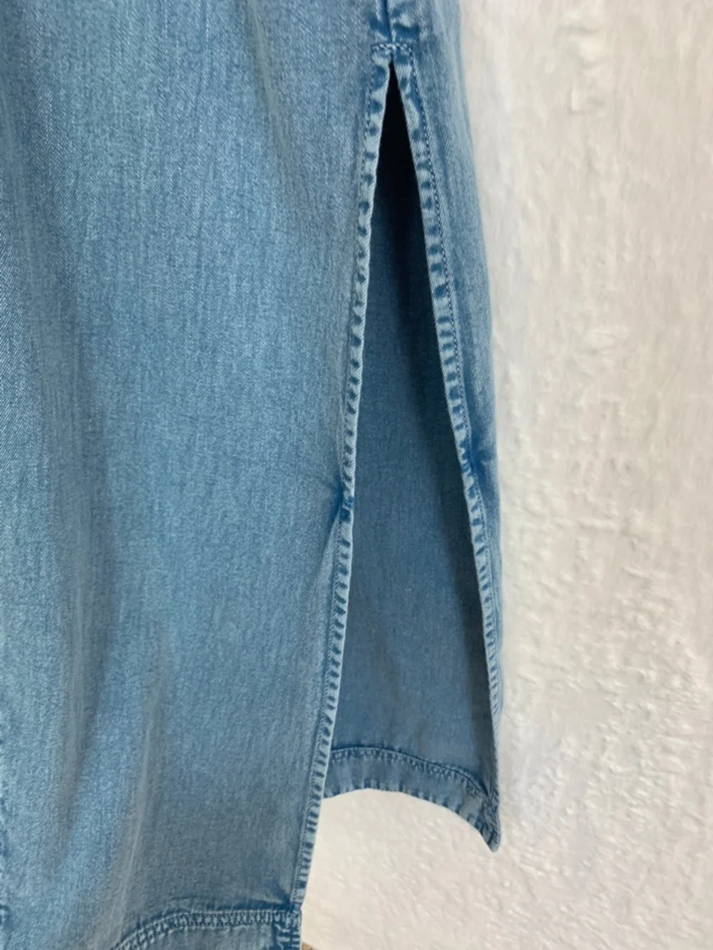 Free People Mad Love Denim Midi Shirt Dress in Skyfall Sz Large